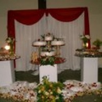 decoração da mesa de bolo e bombons