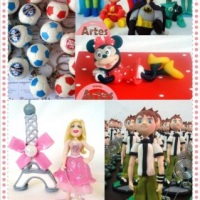 Personagens, topos de bolo personalizados e humanizados, lembranças e bolos falsos em Biscuit
