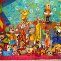 Peças em fibra para decoração. Tema: Circo / Palhaço