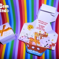 Convite Infantil - Arca de Noé na caixinha
