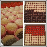 Brigadeiros Tradicionais - Co Ao leite, coco, casadinho e creme de morango