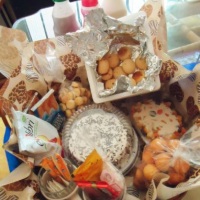 Cestas de café com produtos caseiros
