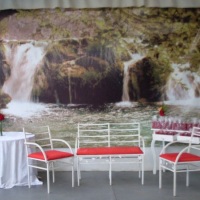 Painel com paisagem.