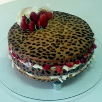 Naked Cake Morango com Creme - Estampa de oncinha