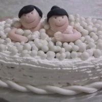 Bolo casal na banheira