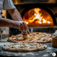 Preparação de pizza artesanal em rodizio de pizza em casa