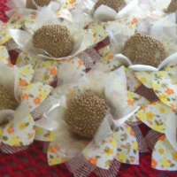 Forminhas em tecido estampado, tela escócia e organza