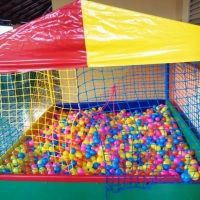Piscina de Bolinhas com 2 m² com rede de proteção.