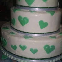 Bolo de coração verdes