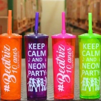 Copo Long Drink com tampa e canudo Personalizado, modelo tradicional. Diversas opções de cores do co