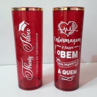 Copo Long Drink com borda metalizada Personalizado, modelo tradicional. Diversas opções de cores