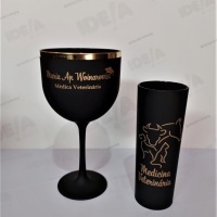 Taça de Gin Preto Fosco com Borda Metalizada e Long Drink Preto fosco Personalizado. Diversas opções