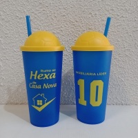 Copo Eco com tampa Soccer Personalizado. Modelos de 250ml, 400ml e de 600ml. Diversas opções de core