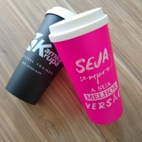 Copo Eco com tampa Buck (café) Personalizado. Modelos de 250ml, 400ml e de 600ml. Diversas opções de