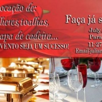 Locação de Materiais para seu evento: Pratos, Copos, Talheres, Réchaud, Bandejas, Mesas e muito Mais
