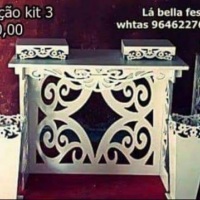 Kit 3 
Mesa 1.10
2 cubos 
4 bandejas 
2 vasos de chão