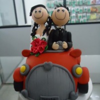 noivos no carro