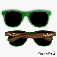 óculos personalizado - textura de madeira - gravação nas hastes