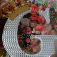 letras em mdf trabalhadas com strass , meia perola ..