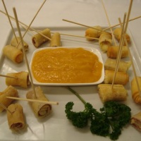 Croustillant de Brie com Parma e Geléia de Damasco