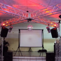 Box truss X com Telão