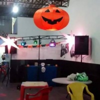 som, iluminação, decoração de halloween, sputnick formato abobora