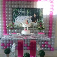 Decoração pink e prata debutante