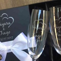 Kit taças para espumante em cristal ecológico com borda temperada (maior resistência) personalizadas
