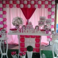 Chá de bebê-Rosa e branco